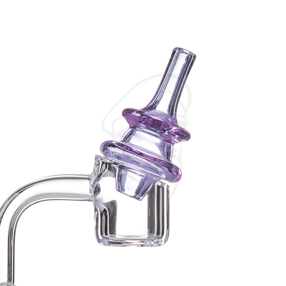 Ridgeline Carb Cap Purple - Example of use with standard 4mm banger, quartz banger not included.