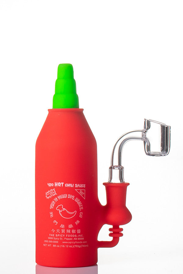 Silicone Dab Rig Hot Sauce - side view.