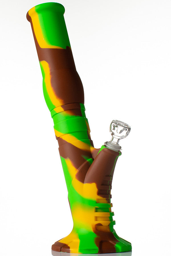 Silicone Gripper Bong - Yellow/Brown/Green.