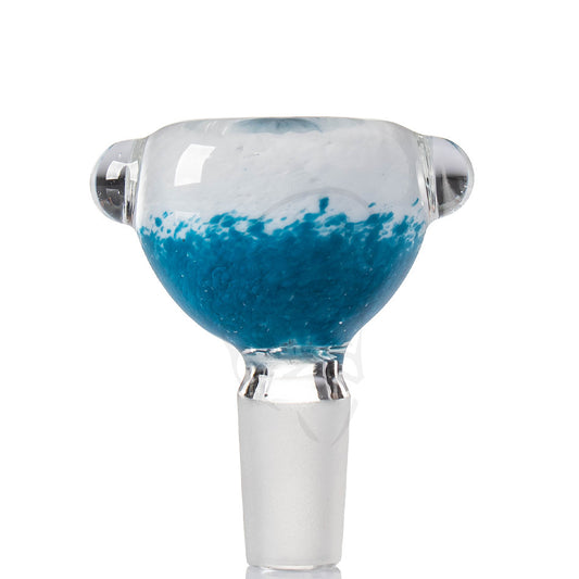 Thick Frit Glass Cone 14mm Aqua/White.