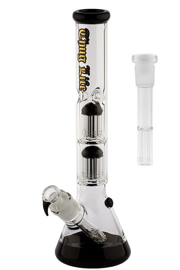 Thug Life Beaker Twin Tree Perc Black - stem detail view. *Only one stem included*
