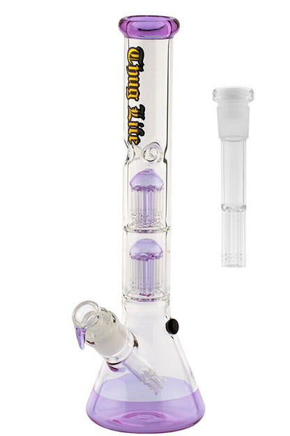 Thug Life Beaker Twin Tree Perc Purple - stem detail view. *Only one stem included*