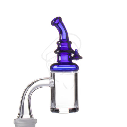 Tiny Dab Rig Carb Cap - Blue. Example of use, quartz banger 'NOT' included.