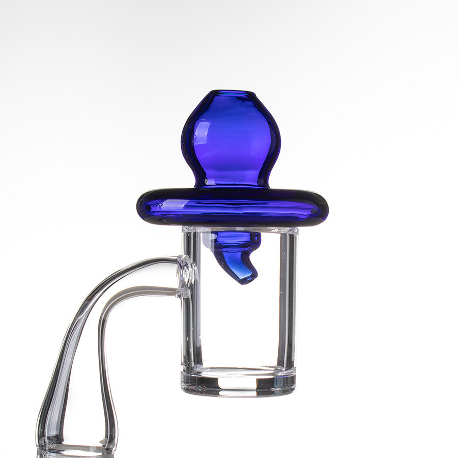 UFO Carb Cap Directional Blue - Example of use with flat top banger.