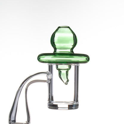 UFO Carb Cap Directional Green - Example of use with flat top banger.