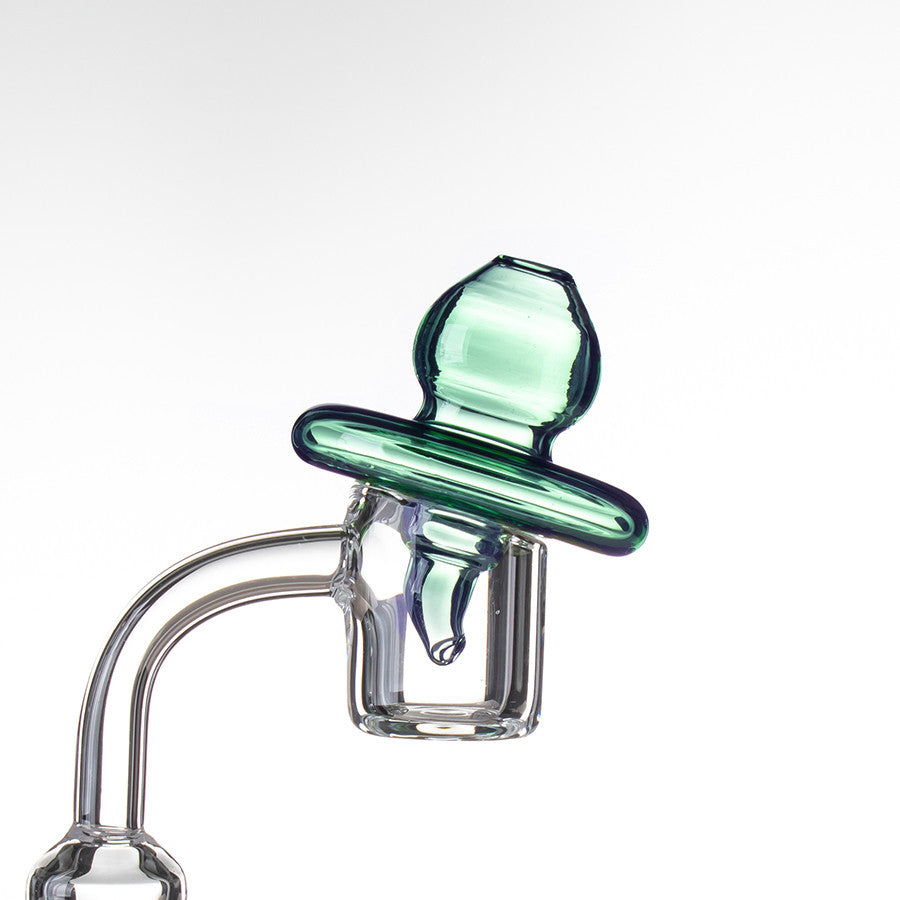 UFO Carb Cap Directional Teal - Example of use with standard 4mm banger.
