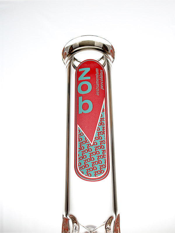 ZOB OG Beaker 14 Inch Red and Blue - label