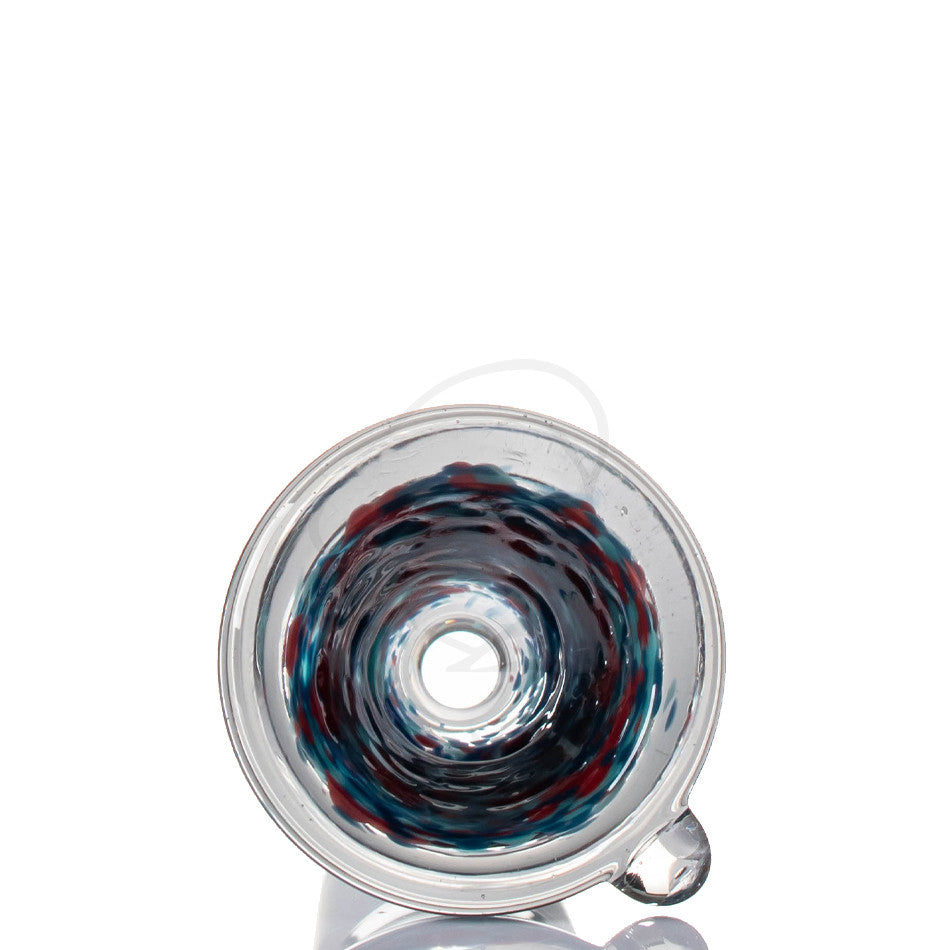 Zenit Glass Cone 18.8mm Frit - Aqua/Blue/Red - Detail view.